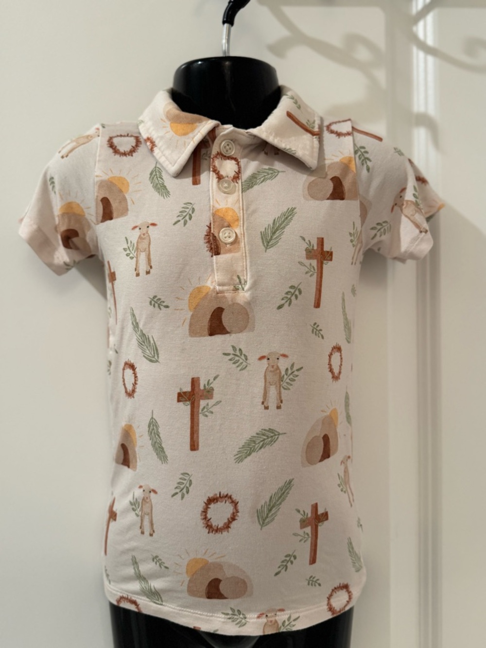 Birdie Bean Easter Cross Bamboo Polo Shirt